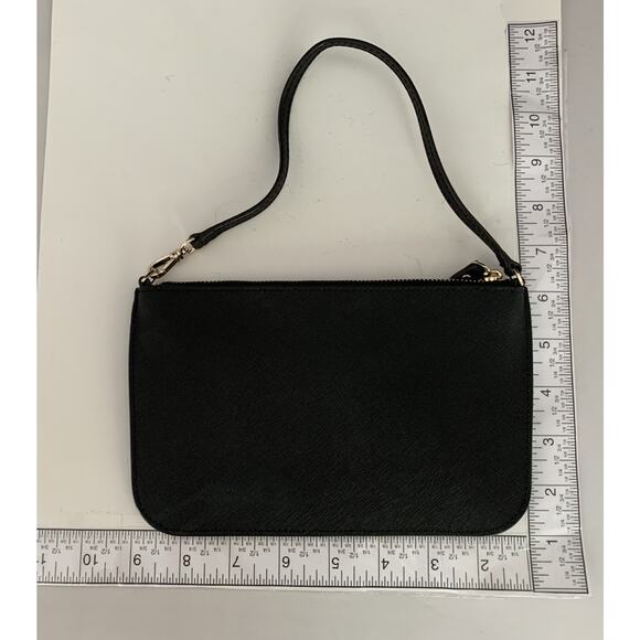 Kate Spade Lolly Newbury Pouch Wallet Wristlet Black Leather Strap Thin Logo - Picture 10 of 14